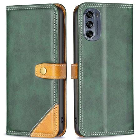 BINFEN kaksivärinen nahkakotelo Motorola Moto G62 5G - Vihreä Green