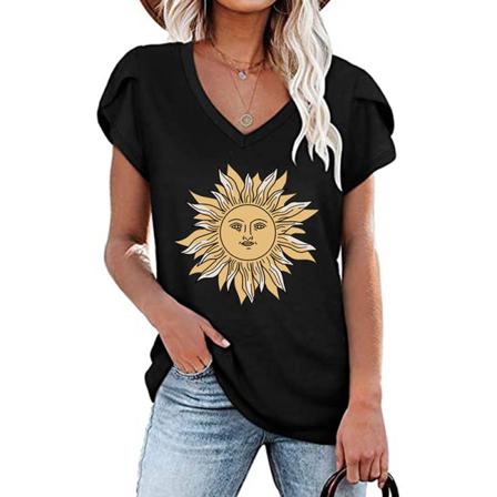 Kortärmad T-shirt För Kvinnor V-ringad S