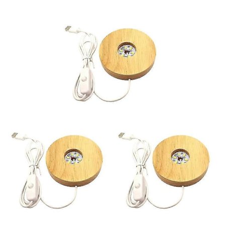 1/2/3 Træ Rund LED Lys Base Display Stand Lampe Til Krystalkugler