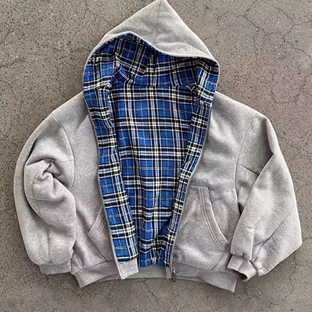 Y2K Vintage Rutete Hettegenser - Lucky Choice