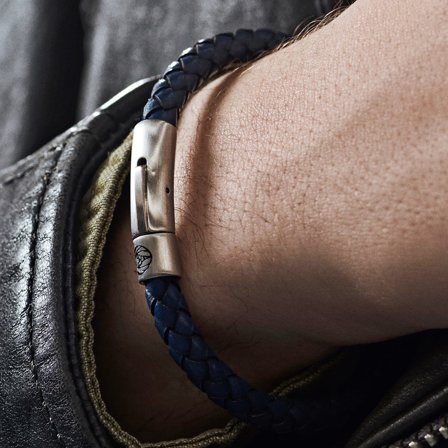 Blue Bolo Leather Bracelet for Men - Leather bracelets