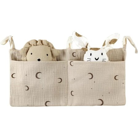 1 stk. Bleorganiser 2 i 1 Baby Krybbeorganiser med 2 Lommer, kompatibel Opbevaring af Tøj, Bleer, Legetøj (39*20cm)