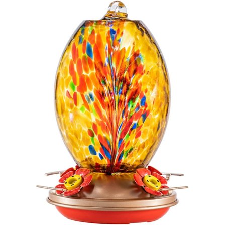 WJHummingbird-foderautomater til udendørs ophængning, håndlavet glas-kolibri-foderautomat, kolibri-gaver til mor, have- og baghaveindretning, unik 