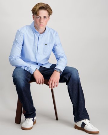 Lacoste LCB L/S WOVEN TOP Niebieski Topy i bluzki Chłopiec - Kids Brand Store