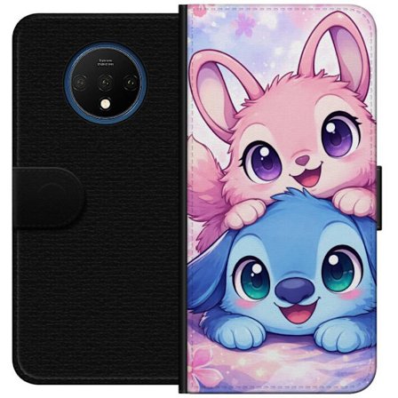 Kompatibel Tegnebogsetui til OnePlus OnePlus 7T Sød kawaii illustration med pink og blå fantasidyr, store øjne og bløde farver perfekt til børnev