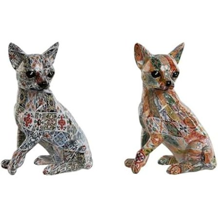 Dekorativ figur - HOME ESPRIT - Middelhavshund - Multifarvet - 12 x 10 x 16 cm - Sæt med 2 enheder Flerfärgad