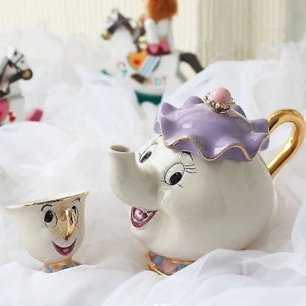 Tecknad Skönheten och Odjuret Tekanna Mugg Mrs Potts Chip Tekanna Kopp Ett Set