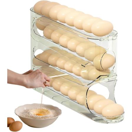 Automaattinen py riv munadispenseri | J kaapin munakuppi rullaavalla kiskoilla Genomskinlig gr n