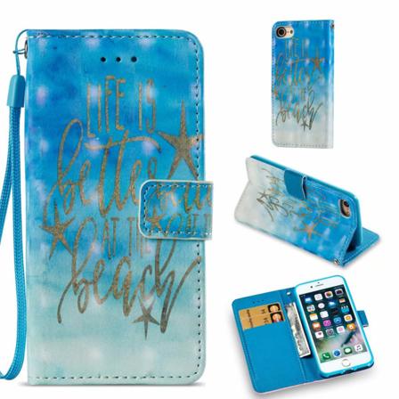 Iphone 7/8 Plånboksfodral Wallet 3d - Beach Blå