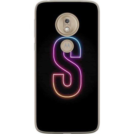 Kompatibel Mobilcover til Motorola Motorola Moto G7 Play Neonbogstav S i lyserød og blå toner mod en mørk baggrund, stilfuld bogstavkunst med retro