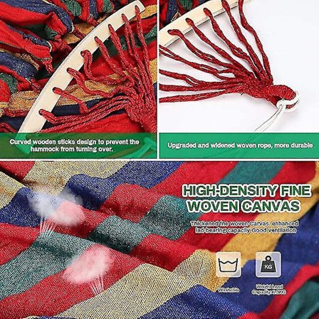 Dobbel Hengekøye 260x150cm Hage Bærbar Lerrethengestol