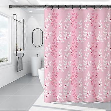 Duschdraperi Färggradient Ljusgul Vit till Blågrå Växter Badrum Textil Blommor Gardin 180 x 200 cm (B