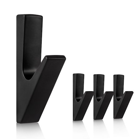 Siam aluminium knager, 4-delt håndklædekrog sæt, vægmonterede knager til tøj, jakker, brusebad, badekåber, hatte og håndklæder (mat sort).