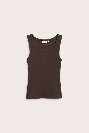 Kappahl | Ribbestrikket singlet | Mørkebrun