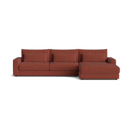 Sevilla Chaiselong Sofa, Højrevendt - Lincoln Kobber - 332x167x85cm - Inkl. Ekstra Rygpuder & Pocket Fjedre - Perfekt Familie Sofa m. Blød/Medium 