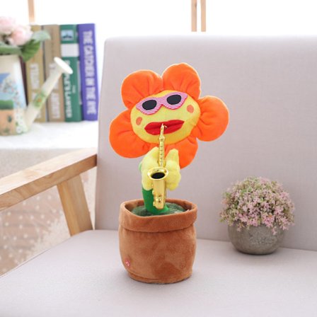 Dansende Blomst Plysjleketøy, Snakkende og Syngende Elektrisk Interaktiv Julegave til Barn