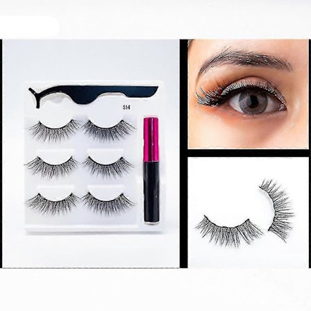 3 Par Magnetiska Lösögonfransar, Magnetisk Flytande Eyeliner, Pentamagnetiska Lösögonfransar