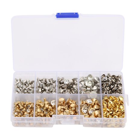 240 st Rhinestone Stud Nit DIY Läder Väskor Kläder Dekoration Tillbehör 6-9mm + 240 st Bas