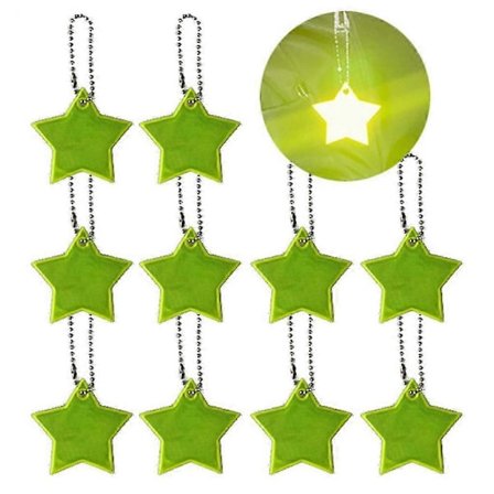 10 stk. Reflekterende Stjerne Nøglering Børnesikkerhedsreflekser Nøgleringe Gear Rygsæk Refleks til Nøglering Fin Bil til