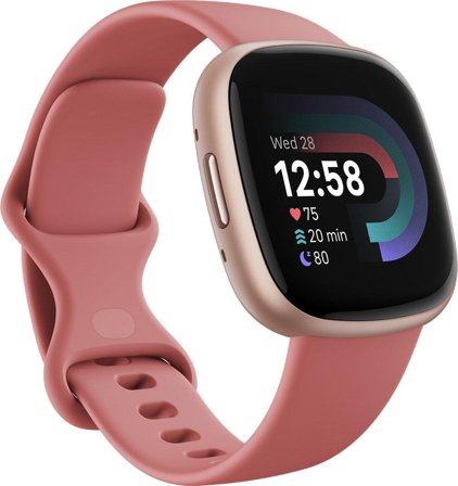Fitbit Versa 4 - kobberrosa - smartklokke med bånd - rosa sand