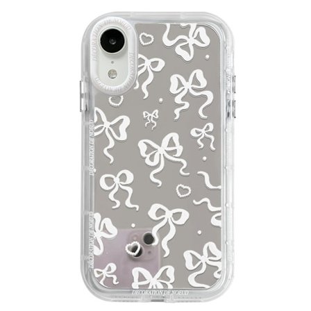 Kompatibel med iPhone XR Deksel Søt Speil Sløyfeknute Kjærlighetshjerte Mønster for Kvinner Jenter Bånddesign Støtsikkert Beskyttende Telefondeksel