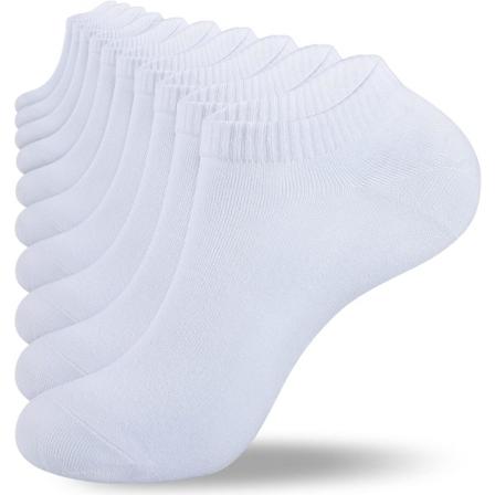 Miesten urheilukengät, urheilukengät, valkoinen, musta, harmaa (10 paria) juoksu, urheilu, nilkkasukat, hengittävät puuvillasukat, matalat sukat 