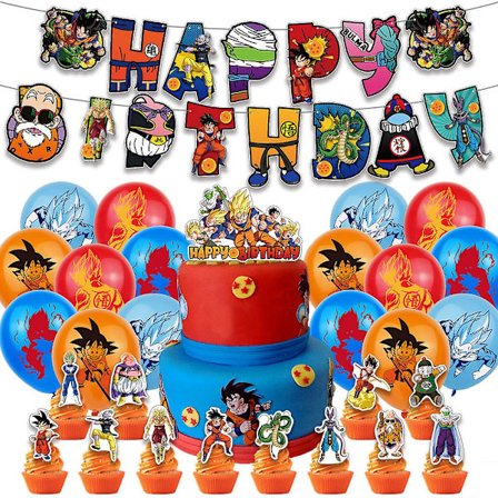 Dragon Ball Anime-tema for barnebursdag, Dragon Ball-banner, latexballonger, kake- og cupcakespyd, Super Saiyan-festutstyr