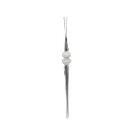 Istapp Julgransdekoration Glas Vit Silver Dekor 28cm Silver