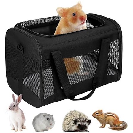 Kattebærer - Flyselskabsgodkendt kæledyrstaske, bærbar og åndbar kæledyrsrejsetaske med aftagelig fleece-pude (Small, Sort)