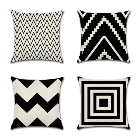4 geometrisen 45 x 45 cm koristetyynynpäällisen setti - moderni kuvioinen tyynynpäällinen