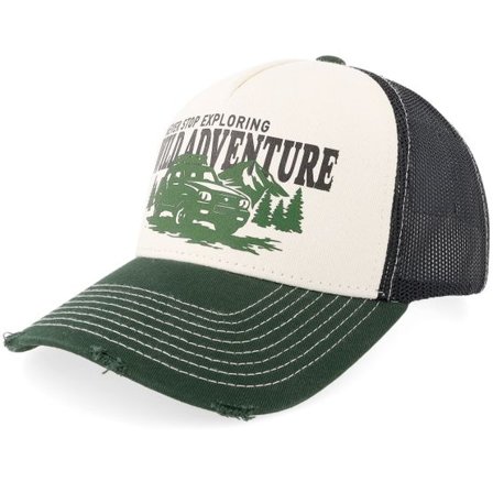 Wild Spirit - Vit trucker Keps - Off-road Exploration Gg Distressed Off White/Black A-Frame Trucker @ Hatstore