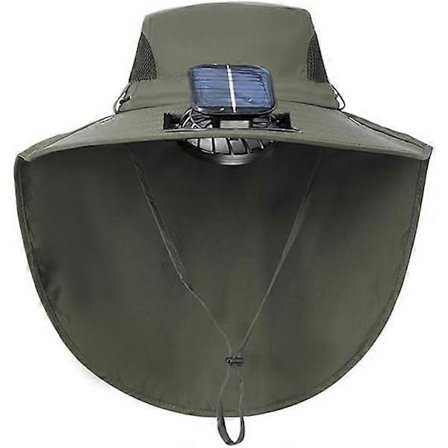 Solhat til drenge og piger med solcelledrevet ventilator, bred skygge, nakkebeskyttelse - til udendørs eventyr