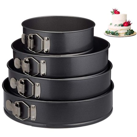 Grå set i metall, 4 delar, rund, 11/18/22/25 cm, non-stick, 250° värmebeständig