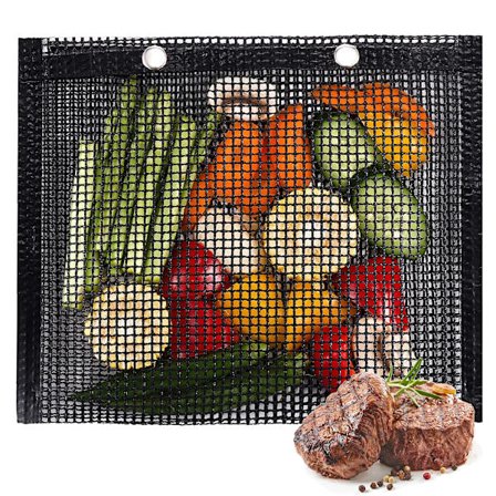 BBQ-verkkopaistopussi ulkoilmagrille, uudelleenkäytettävä, 1 pakkaus tarttumaton grillipussi hiilikaasu- ja sähkögrilleille, savustimille, BBQ-