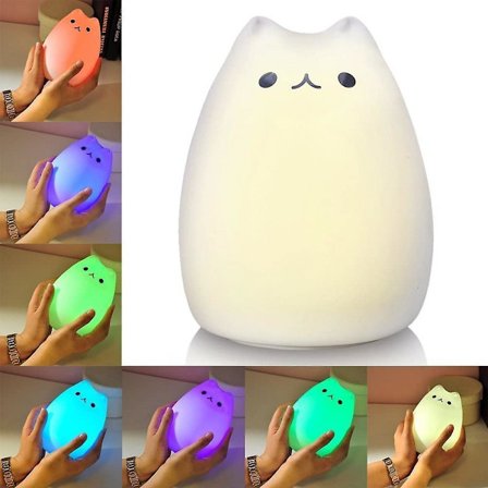 Kitty Night Light,rechargeable Silicone Cute Cat Night Light For Kids Baby Children,7-color Changing Led Cat Lamp Nursery Nightlights For Kids Bedroom