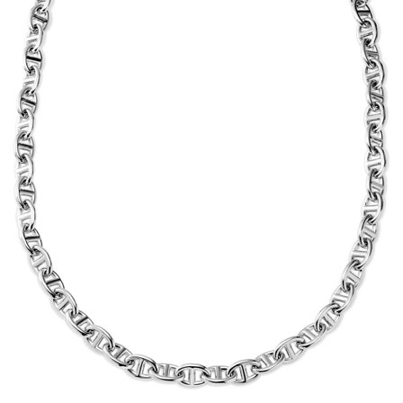 New Classics | Silver‐Tone Stainless Steel Pig Nose Link Toggle Necklace for Men - Chain necklaces