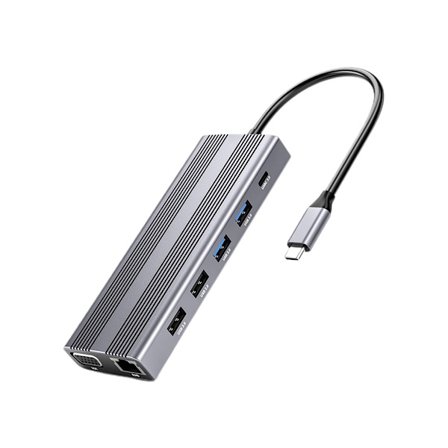 USB C Hub 3.0 12-i-1 100W PD Dock Splitter med Kortläsare och Oberoende Ljudport för Windows, för Mac, Linux