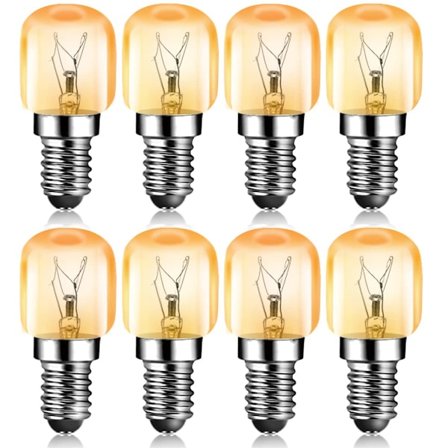 15W E14 Glødelampe 2700K 70LM Lille Skruehætte Pygmælampe til Ovn, 8 stk.