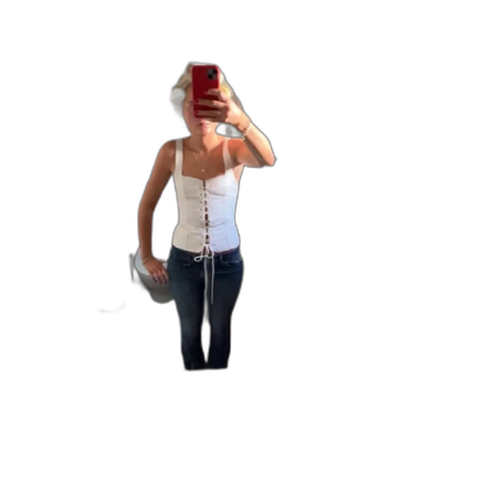 Vit randig korsett med snörning