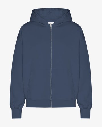 Organic Oversized Zip Hood - Petrol Blue