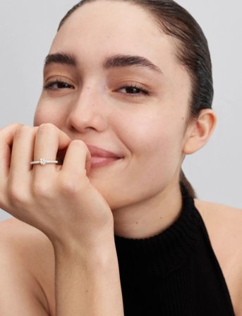 Pandora Heart 14K Gold-Plated Ring With Clear Cubic Zirconia And Shimmering White Enamel - White - 54