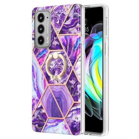 Marmormotiv Motorola Edge 20 skal - Mörklila Lila