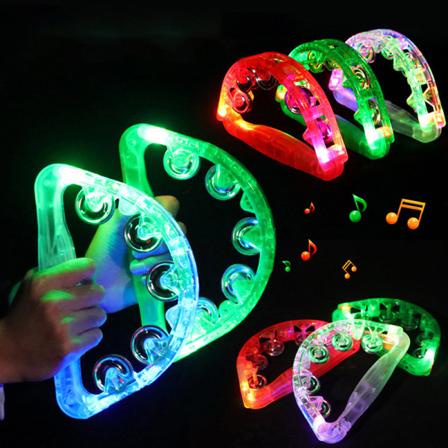 LED lyser opp sensorisk leketøy blinkende tamburin Shaking Party Musi random Color onesize