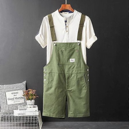 Mænd Vintage Bib Shorts Mænd Sommer Løse Lige Afslappede Arbejdstøj Shorts