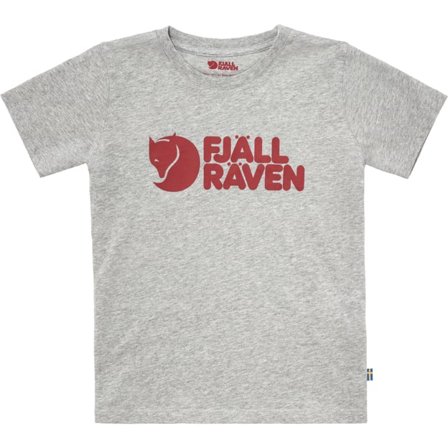 Fjällräven Kids Logo T-Shirt Top in Grey/Melange | Size: 104, Organic Cotton