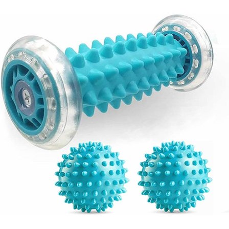 Fotmassage Rulle och Spikig Massageboll Set för Plantar Fasciit