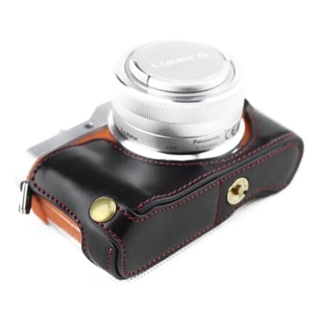 Panasonic Lumix DC-GF10 halvt kamera beskyttelsesetui i kunstlæder - Sort