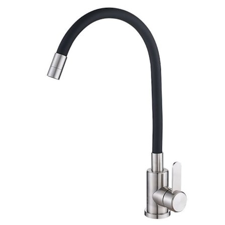 Flexibel kökskran, 360° roterande diskho kran med böjbar enkel spak sili