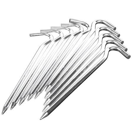18 cm långa tältpinnar i metall, kraftiga för markcamping / lusthus / tält / markiser, 10 pinnar