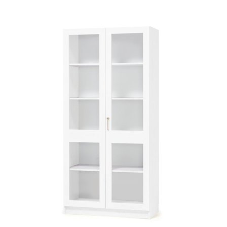 Wooden storage cabinet THEO with tall glass doors, 1000x320x2100 mm, white